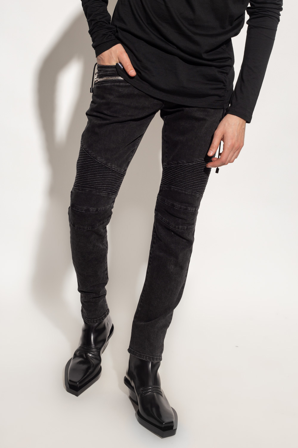 Black balmain outlet jeans